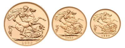 Lot 165 - UK, Gold Proof Collection 1983, three-coin set...