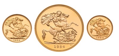 Lot 166 - UK, Gold Proof Collection 1984, three-coin set...