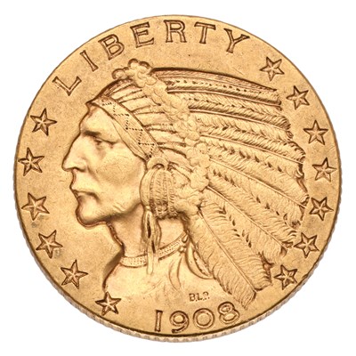 Lot 216 - USA, Five Dollars 1908D, Denver Mint, obv....