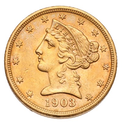 Lot 215 - USA, Five Dollars 1903S, San Francisco Mint,...