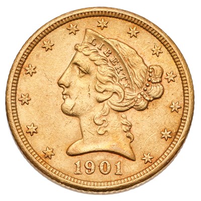 Lot 213 - USA, Five Dollars 1901S, San Francisco Mint,...