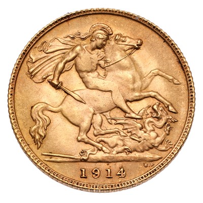 Lot 152 - George V, Half Sovereign 1914; very fine