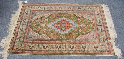 Lot 1270 - Kayseri Silk-Piled Rug, the olive green field...