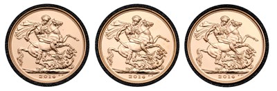 Lot 164 - 3x Elizabeth II, Sovereigns 2014; all...