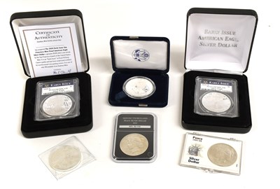 Lot 97 - Assorted USA Silver Dollars, 6 coins to...