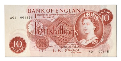 Lot 305 - Bank of England, Ten Shillings, series C,...