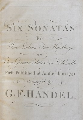 Lot 8 - Handel (George Frideric). Six Sonatas for Two...