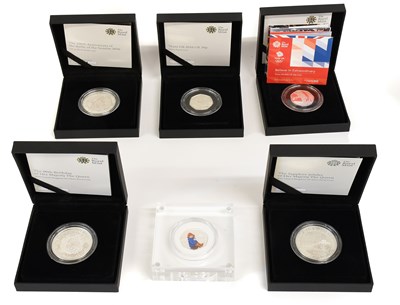 Lot 254 - 6x Royal Mint Silver Proof Coins, comprising;...