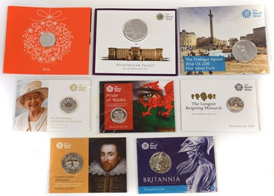 Lot 263 - 8x Royal Mint Fine Silver Coins, to include;...
