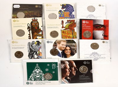 Lot 252 - 11x Royal Mint Brilliant Uncirculated £5 Coins,...