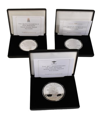 Lot 270 - 3x 5oz Silver Proof Commemorative Coins, all...