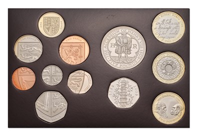 Lot 240 - 2009 UK Proof Coin set, 12 coins from £5-1p,...