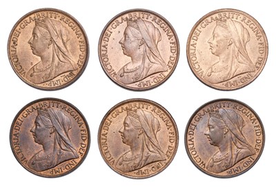 Lot 47 - 6x High-Grade Victoria Pennies, all old head...