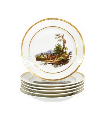 Lot 144 - A Set of Six Paris Porcelain Fables Plates,...