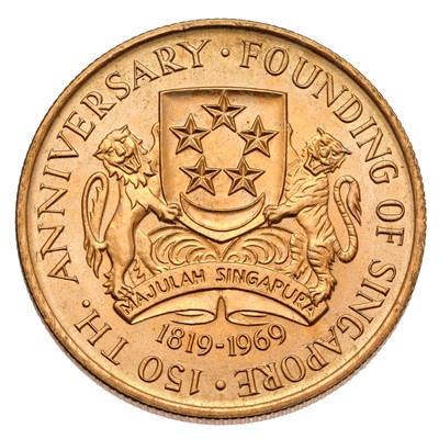 Lot 212 - Singapore, Gold $150 1969, struck to...
