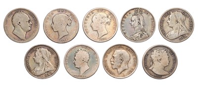 Lot 32 - 9x Mixed UK Halfcrowns, comprising; George III,...