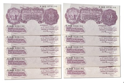 Lot 302 - 10x Bank of England, Emergency Issue Ten...