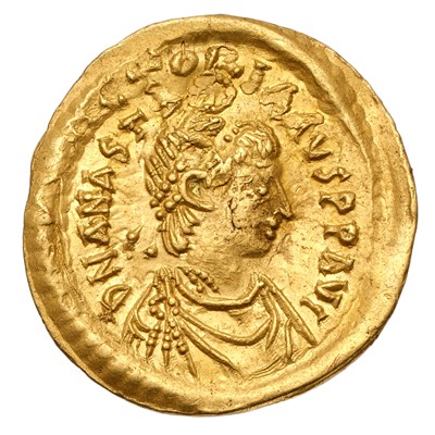 Lot 7 - Byzantine Empire, Anastasius I Gold Tremissis,...
