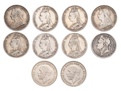 Lot 39 - 10x UK Crowns, comprising; George IV, 1822...