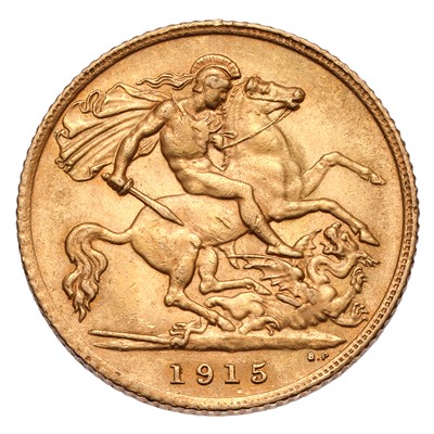 Lot 153 - George V, Half Sovereign 1915; extremely fine...