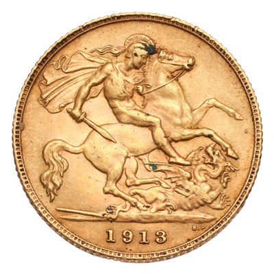 Lot 151 - George V, Half Sovereign 1913; scratched...