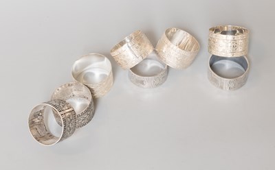 Lot 119 - Three Pairs of George VI Silver Napkin-Rings,...