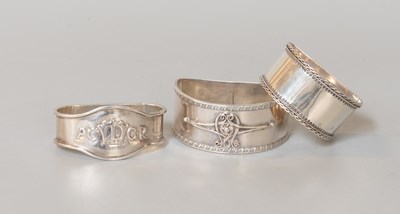 Lot 109 - Three George V Silver Napkin-Rings, comprising...