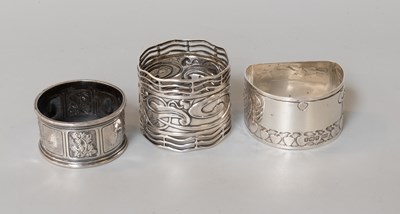 Lot 107 - Three Edward VII Silver Napkin-Rings,...
