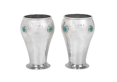 Lot 2185 - A Pair of Edward Silver and Pottery Vases