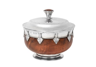 Lot 2186 - A George V Silver-Mounted Wood Mazer-Bowl and Cover