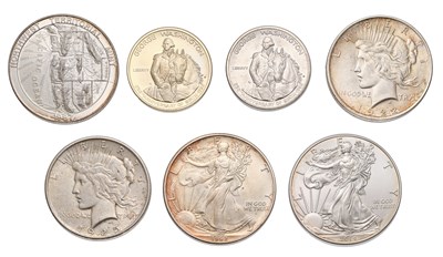 Lot 96 - Mixed USA Silver Dollars and Half Dollars; 7...