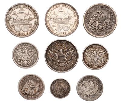 Lot 94 - USA, 19th Century Silver Coins, 9 coins to...