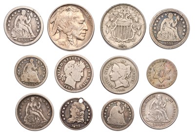Lot 95 - USA, Assorted Dimes and Nickels, 11 coins to...