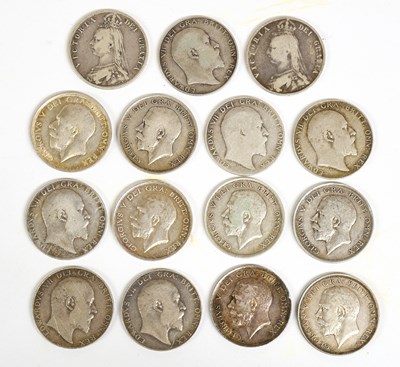 Lot 45 - 15x UK Halfcrowns, all pre-1920 issues, coins...