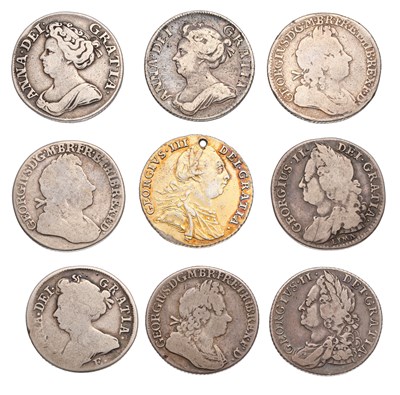 Lot 23 - Assorted 18th Century Shillings, 9 coins in...
