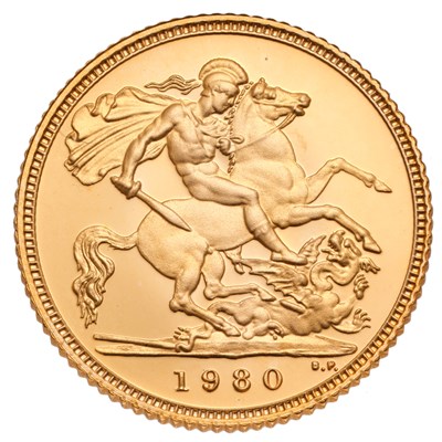 Lot 170 - Elizabeth II, Proof Half Sovereign 1980;...