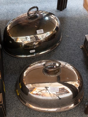 Lot 178 - A Graduated Pair of Silver Plate Meat-Dish...