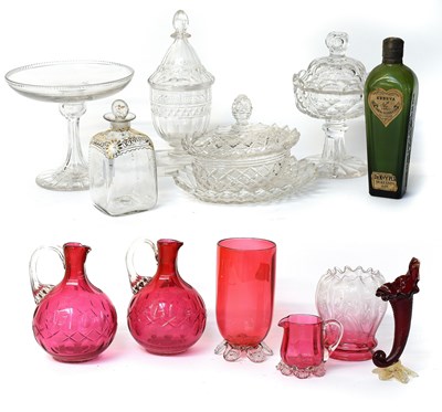 Lot 180 - An Anglo-Irish Glass Butter Cooler, Cover and...