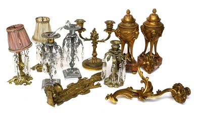 Lot 173 - A Pair of Gilt Metal Urns and Covers, in...