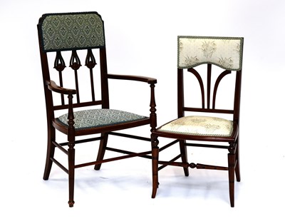 Lot 1307 - A Nouveau Mahogany Parlour Chair and a...