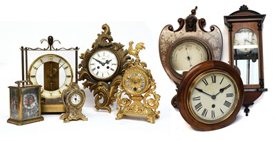 Lot 1393 - A French Gilt Metal Mantel Timepiece, together...