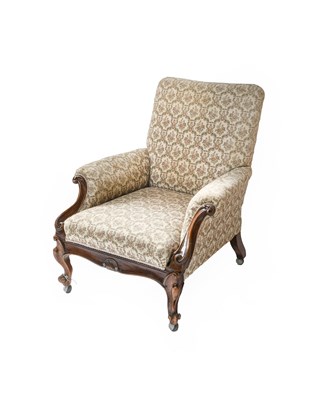 Lot 1221 - A Victorian Carved Rosewood Armchair