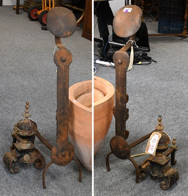 Lot 1255 - Pair of 19th Century Cast Metal Andirons, 47cm...