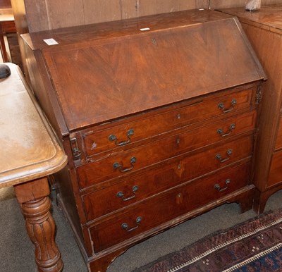 Lot 1223 - 18th Century Crossbanded Walnut Bureau on...