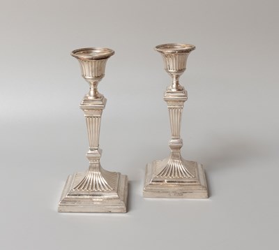 Lot 22 - A Pair of Victorian Silver Candlesticks, by...