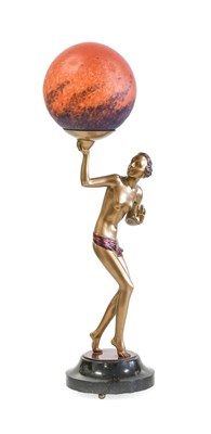 Lot 57 - An Art Deco Patinated Spelter Figural Table...