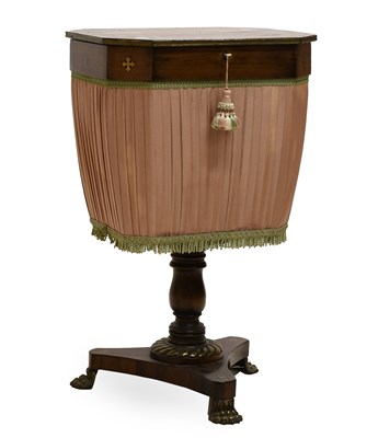 Lot 1242 - A Regency Rosewood and Brass-Inlaid Work Table,...
