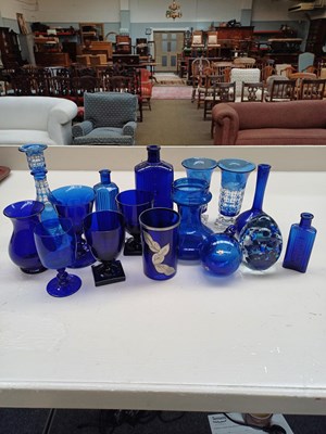 Lot 126 - A Collection of Blue Glassware, 19th century...