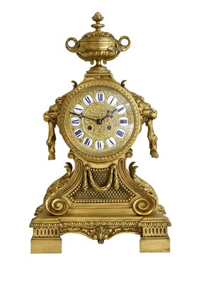 Lot 218 - A French Gilt Metal Striking Mantel Clock,...