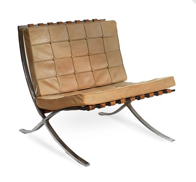 Lot 66 - A Chromed Steel and Leather Barcelona Chair,...